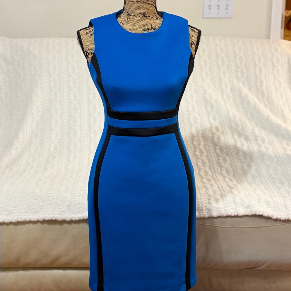 Calvin Klein Blue and Black Midi Dress